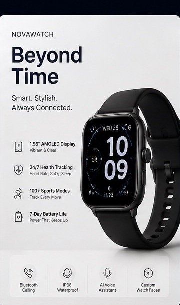 Smartwatch product sheet example